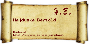 Hajduska Bertold névjegykártya